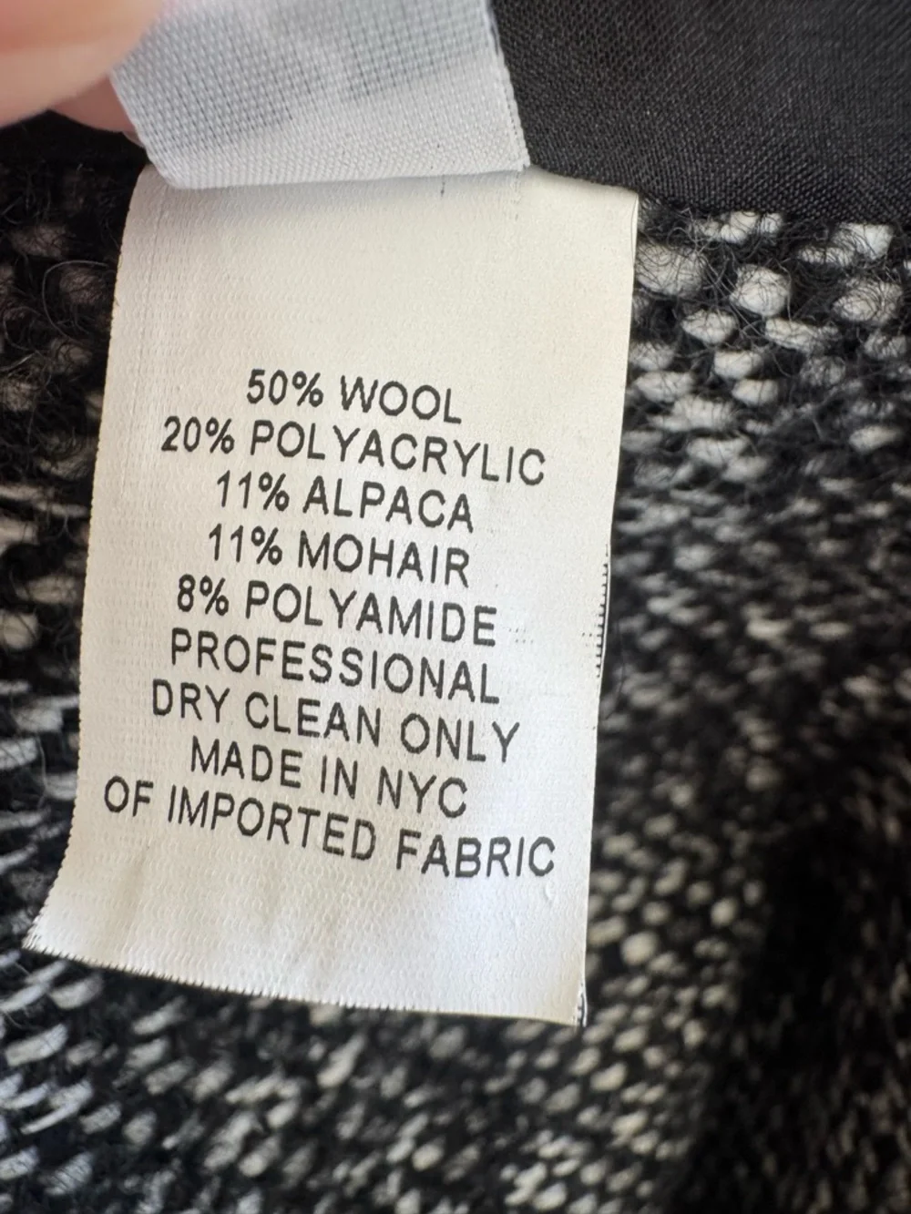 Ulla Johnson Black White Alpalca Tweed Boucle Open-Front Cropped Jacket Small